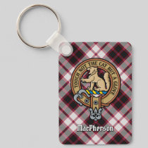 Clan MacPherson Crest over Hunting Tartan Keychain