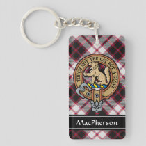 Clan MacPherson Crest over Hunting Tartan Keychain