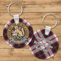 Clan MacPherson Crest over Hunting Tartan Keychain