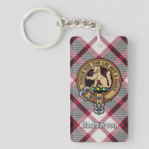 Clan MacPherson Crest over Hunting Tartan Keychain