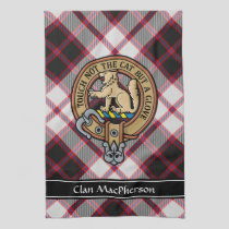 Clan MacPherson Crest over Hunting Tartan Kitchen Towel