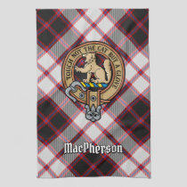 Clan MacPherson Crest over Hunting Tartan Kitchen Towel