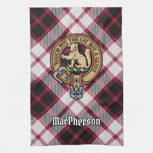 Clan MacPherson Crest over Hunting Tartan Kitchen Towel