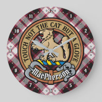 Clan MacPherson Crest over Hunting Tartan Large Clock