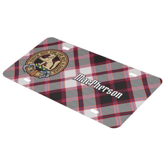Clan MacPherson Crest over Hunting Tartan License Plate (Side)