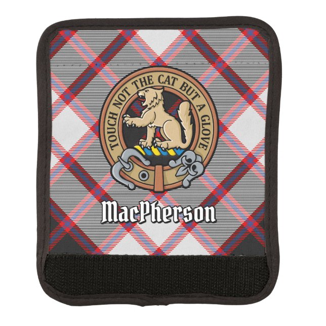 Clan MacPherson Crest over Hunting Tartan Luggage Handle Wrap (Front)
