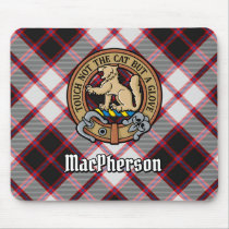 Clan MacPherson Crest over Hunting Tartan Mouse Pad