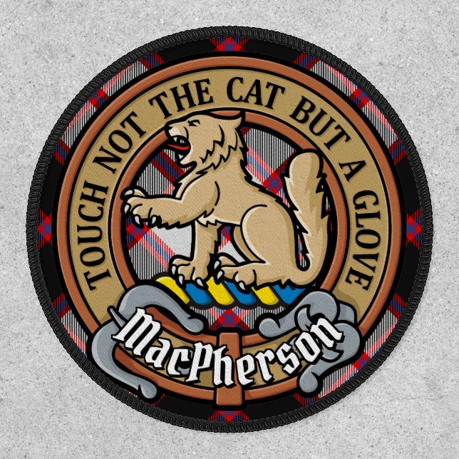 Clan MacPherson Crest over Hunting Tartan Patch (Front)