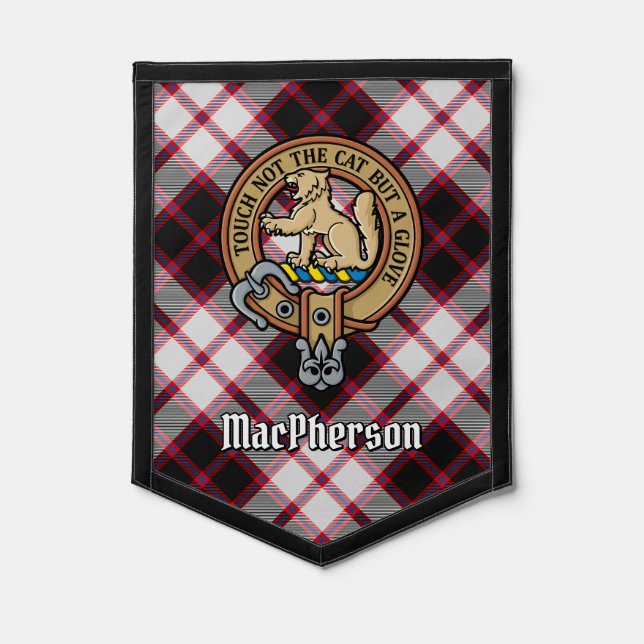 Clan MacPherson Crest over Hunting Tartan Pennant (Front)