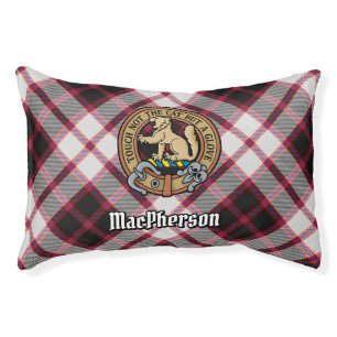 Clan MacPherson Crest over Hunting Tartan Pet Bed