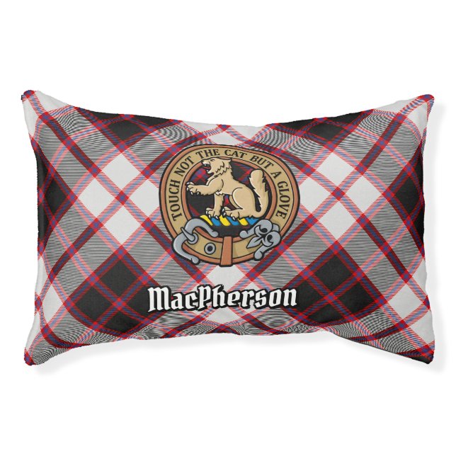 Clan MacPherson Crest over Hunting Tartan Pet Bed (Front)