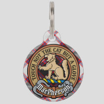 Clan MacPherson Crest over Hunting Tartan Pet ID Tag