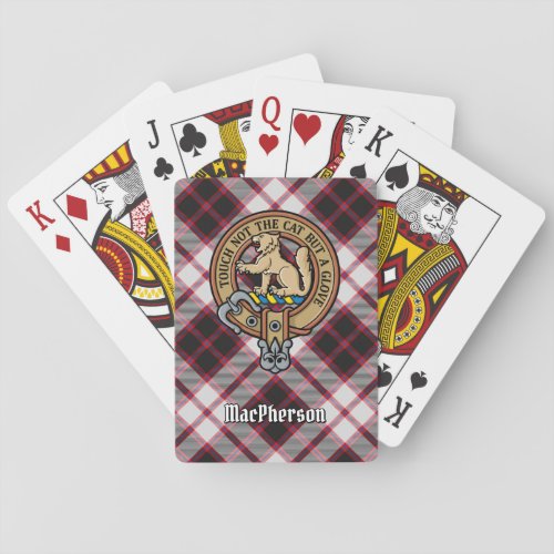 Clan MacPherson Crest over Hunting Tartan Poker Cards