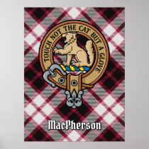 Clan MacPherson Crest over Hunting Tartan Poster