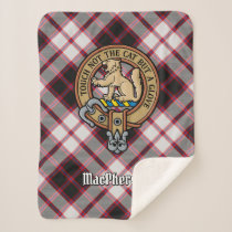 Clan MacPherson Crest over Hunting Tartan Sherpa Blanket