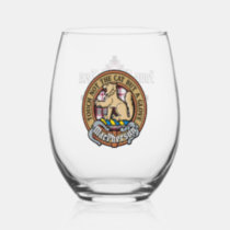 Clan MacPherson Crest over Hunting Tartan Stemless Wine Glass
