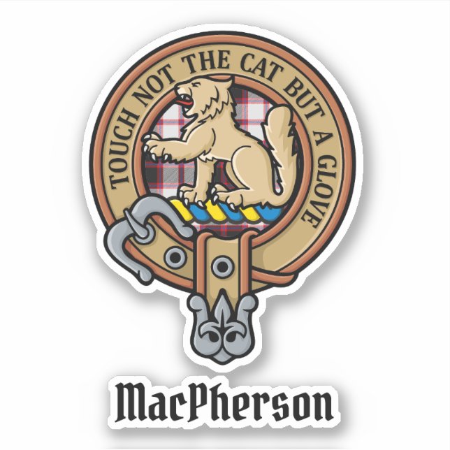 Clan MacPherson Crest over Hunting Tartan Sticker (Front)