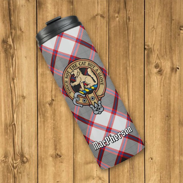 Clan MacPherson Crest over Hunting Tartan Thermal Tumbler (Creator Uploaded)
