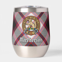 Clan MacPherson Crest over Hunting Tartan Thermal Wine Tumbler