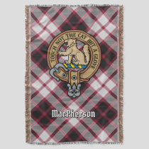 Clan MacPherson Crest over Hunting Tartan Throw Blanket