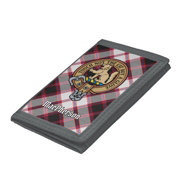 Clan MacPherson Crest over Hunting Tartan Trifold Wallet (Bottom)