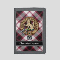 Clan MacPherson Crest over Hunting Tartan Trifold Wallet