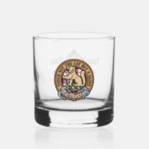 Clan MacPherson Crest over Hunting Tartan Whiskey Glass