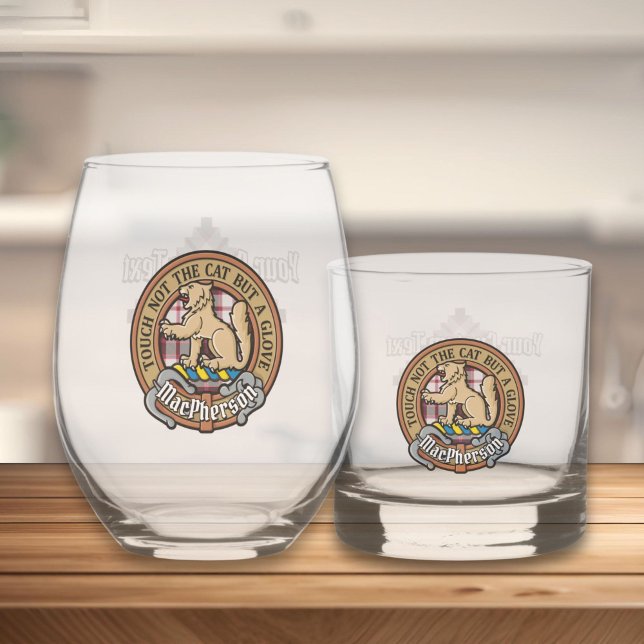 Clan MacPherson Crest over Hunting Tartan Whiskey Glass (Creator Uploaded)