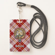 Clan MacPherson Crest over Red Dress Tartan Badge