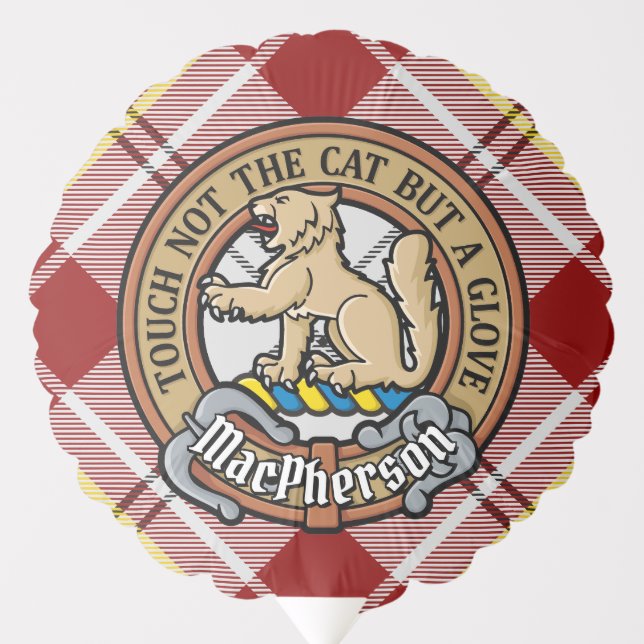 Clan MacPherson Crest over Red Dress Tartan Balloon (Front)