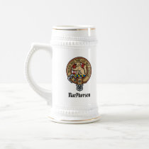 Clan MacPherson Crest over Red Dress Tartan Beer Stein