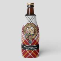 Clan MacPherson Crest over Red Dress Tartan Bottle Cooler