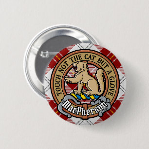 Clan MacPherson Crest over Red Dress Tartan Button