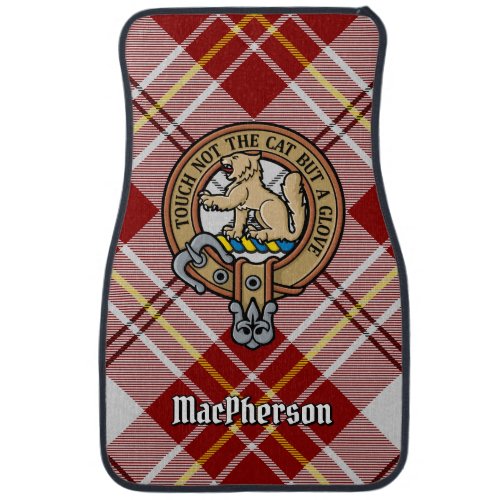 Clan MacPherson Crest over Red Dress Tartan Car Floor Mat