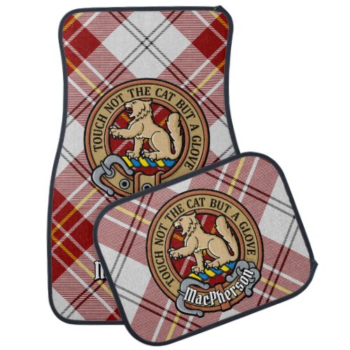 Clan MacPherson Crest over Red Dress Tartan Car Floor Mat