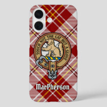 Clan MacPherson Crest over Red Dress Tartan iPhone 16 Case