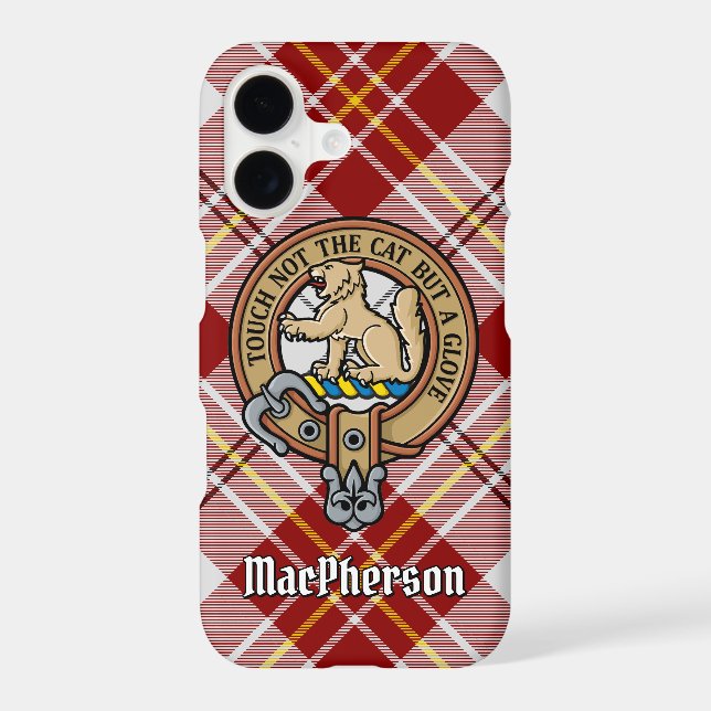 Clan MacPherson Crest over Red Dress Tartan Case-Mate iPhone Case (Back)