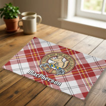 Clan MacPherson Crest over Red Dress Tartan Cloth Placemat