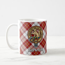 Clan MacPherson Crest over Red Dress Tartan Coffee Mug