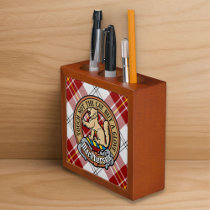 Clan MacPherson Crest over Red Dress Tartan Desk Organizer