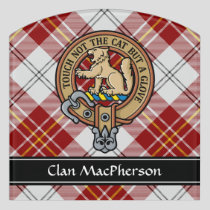 Clan MacPherson Crest over Red Dress Tartan Door Sign