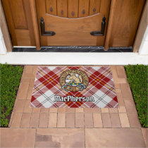 Clan MacPherson Crest over Red Dress Tartan Doormat