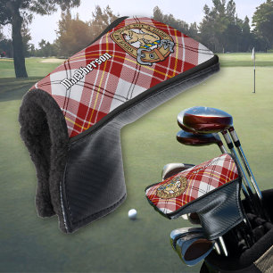 Clan MacPherson Crest over Red Dress Tartan Golf Head Cover