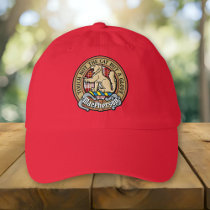 Clan MacPherson Crest over Red Dress Tartan Hat
