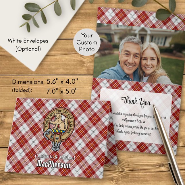 Clan MacPherson Crest over Red Dress Tartan Invitation (Creator Uploaded)