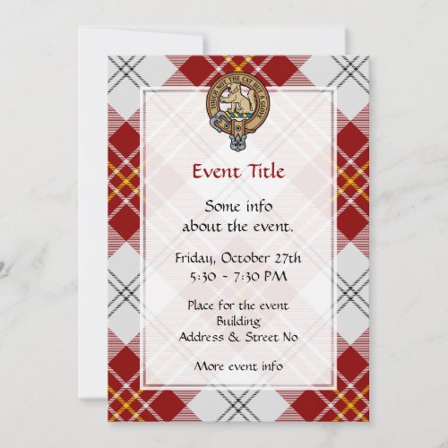 Clan MacPherson Crest over Red Dress Tartan Invitation