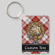 Clan MacPherson Crest over Red Dress Tartan Keychain