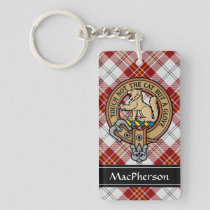 Clan MacPherson Crest over Red Dress Tartan Keychain