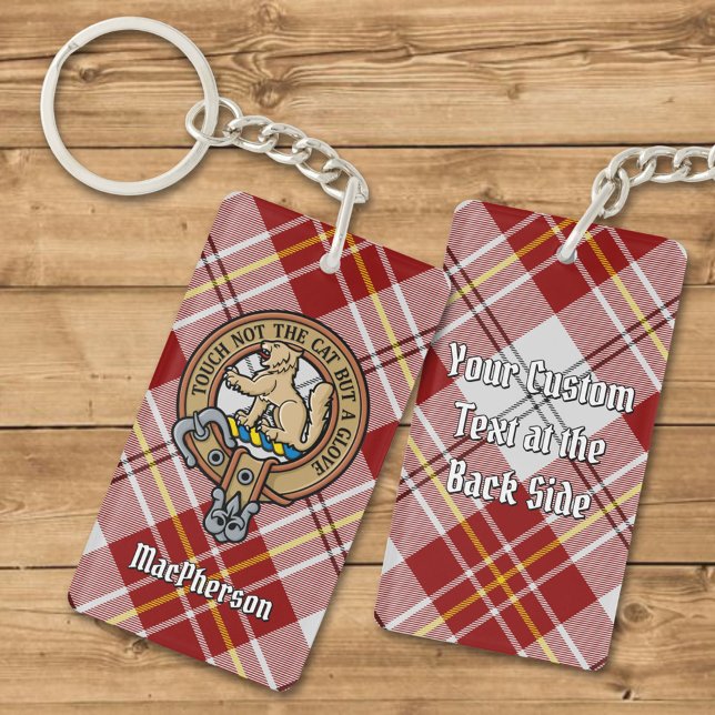Clan MacPherson Crest over Red Dress Tartan Keychain (Creator Uploaded)