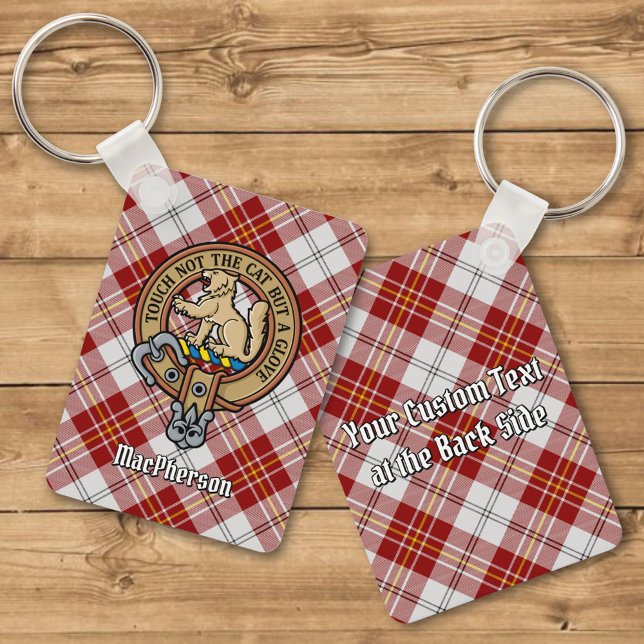 Clan MacPherson Crest over Red Dress Tartan Keychain (Creator Uploaded)